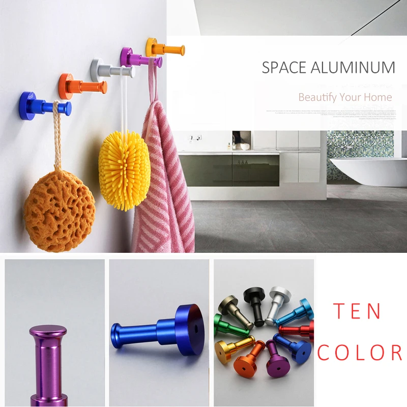 quyanre wanfan frap gappo Decorative Aluminum Candy Color Wall Hooks Towel Hanger 9-colors Clothes hanger & Metal & Towel & coat&Robe Hooks 1pc4