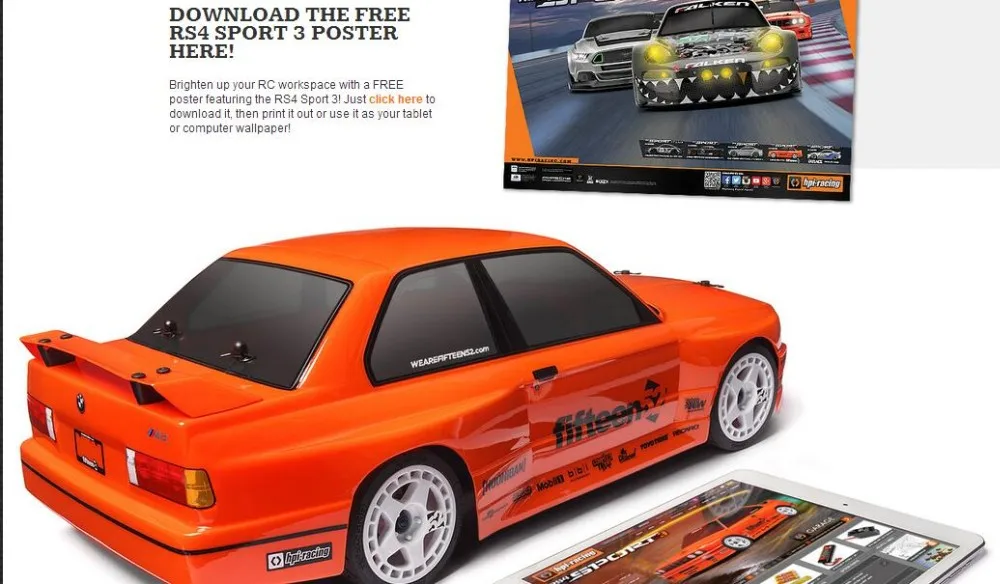 HPI 114343 RS4 Sport3 M3 E30 БЫСТРАЯ, ГОНОЧНЫЙ АВТОМОБИЛЬ