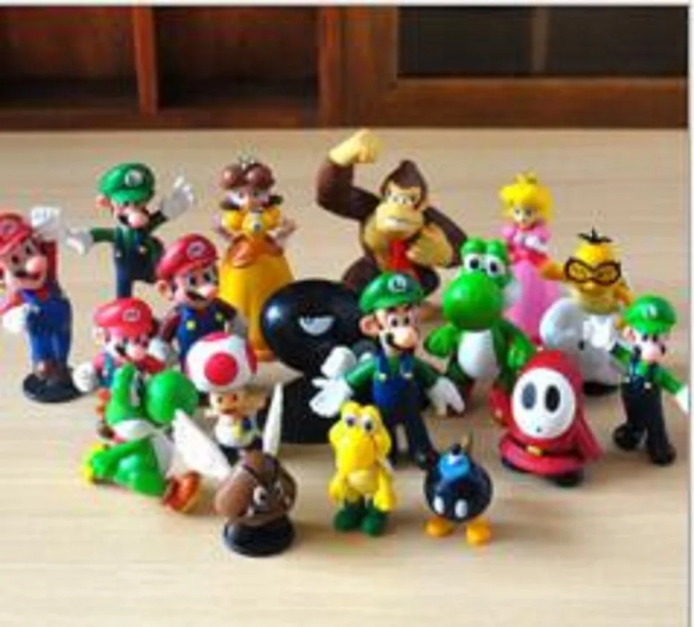18pcs/set Super Mario Bros 3-5cm Mini Yoshi Dinosaur Figure toy Luigi Peach Koopa Toad PVC Action toys For Children | Игрушки и хобби
