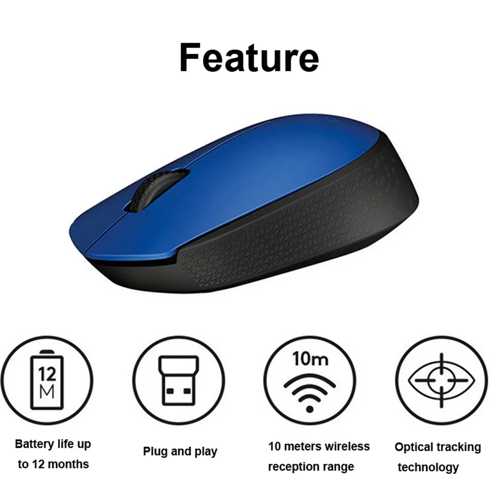 Оригинальная игровая мышь logitech M170, 2,4 ГГц, беспроводная, 1000 dpi, разрешение мощности, нано-приемник для ПК, ноутбуков MAC