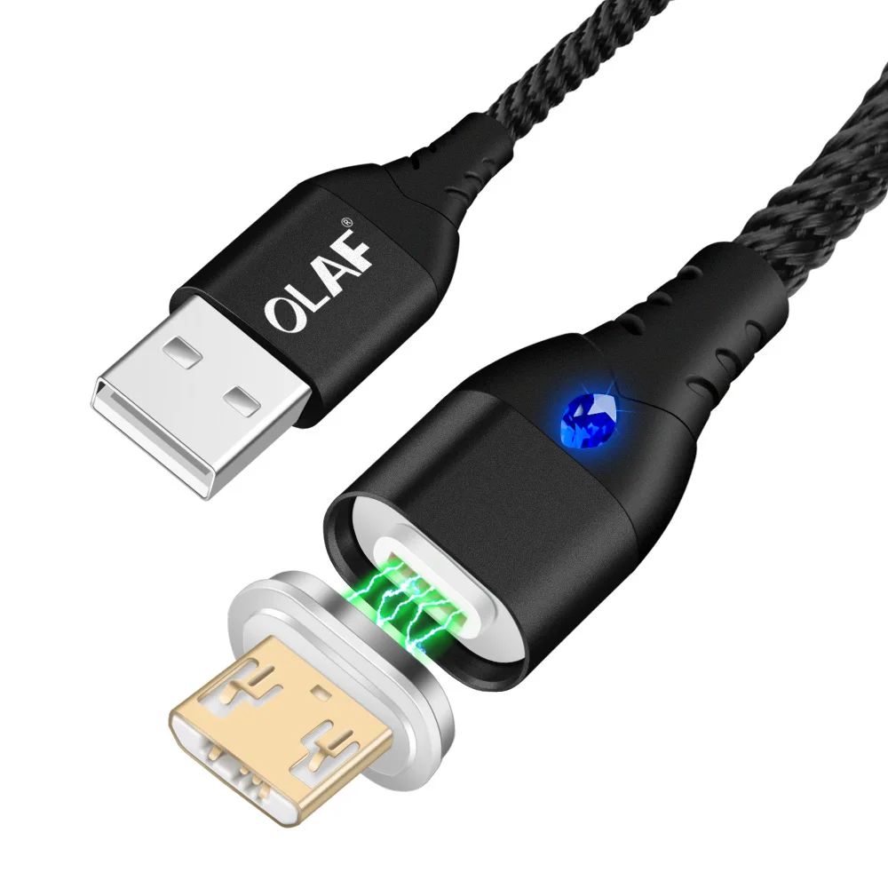 OLAF 3A светодиодный магнитный usb кабель для зарядки Micro для Xiaomi huawei Micro USB кабель для быстрой зарядки для samsung кабель для передачи данных Microusb