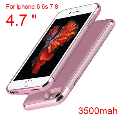 Ультратонкий чехол для внешнего зарядного устройства для iPhone 8, 7, 6, 6s Plus, зарядное устройство для аккумулятора, чехол для телефона, для iPhone 6, 6 s, 7, 8 X XS - Цвет: Rosy for 6 6S 7 8