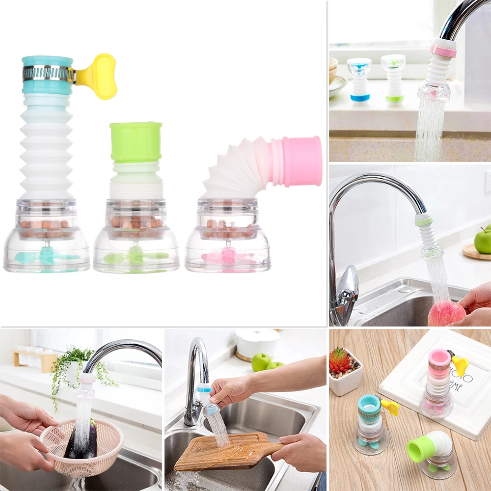 1Pcs 360 Degree Adjustable Flexible Faucet Kitchen Extender Splash-Proof Water Filter Rotatable Water-saving Tap