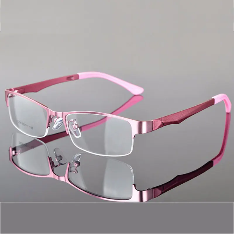 Reven Jate полуоправа для очков без оправы, оптическая оправа для очков по рецепту, полуоправа для женских очков, женские очки Armacao Oculos - Цвет оправы: Розовый