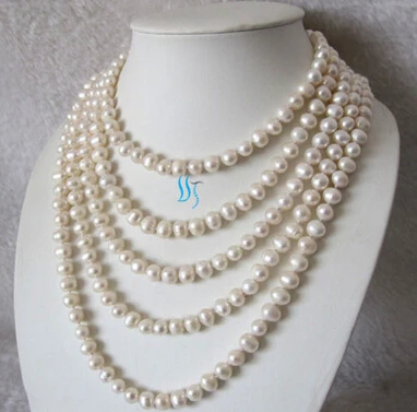 

bjc 000799 100" 7-9mm White Freshwater Pearl Strand Necklace