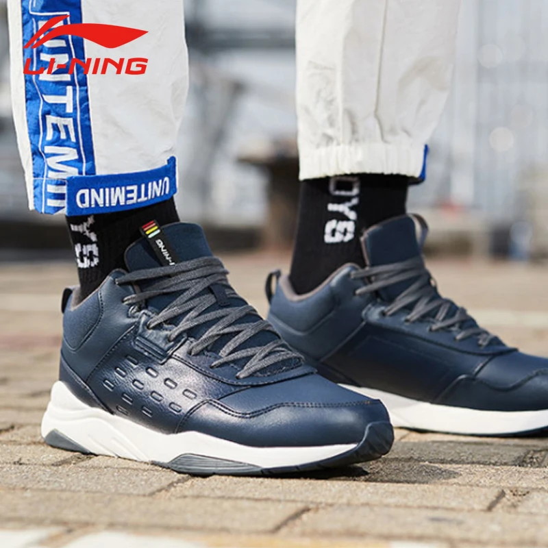 Li-Ning Men LN DEFENDER Walking Shoes Warm Fleece Wearable Breathable LiNing Comfort Sport Shoes Classic Sneakers AGCN123 YXB234