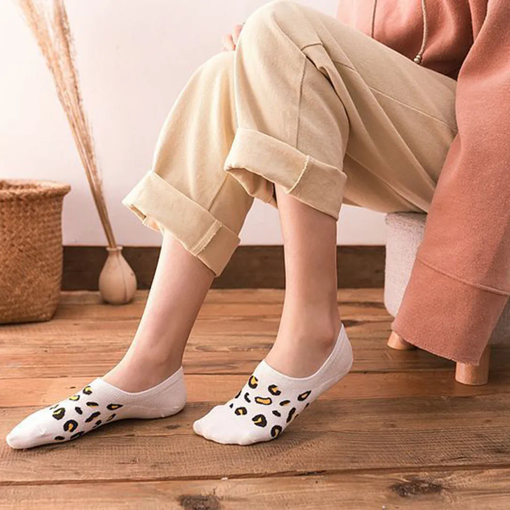 Летние носки; удобные хлопковые носки с леопардовым принтом; женские тапочки; короткие мягкие короткие носки-башмачки; stopki skarpetki damskie calce0.8