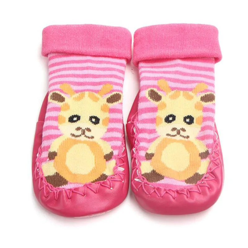 Новые Модные дышащие носки для малышей Нескользящие теплые носки для малышей - Цвет: Pink deer