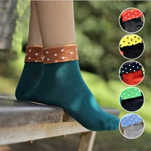Высококачественные женские носки из хлопка; сезон осень-зима; цветные теплые забавные носки в горошек для женщин и женщин; Новинка; цветные носки под платье