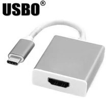 Мультимедийный серебро 0,25 м HDMI адаптер преобразователь сигнала USB3.1 Тип мужчина к HDMI типа «Мама»; компьютер для ТВ сплиттер