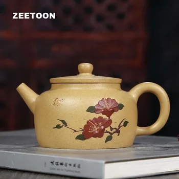 

240cc Authentic Yixing Teapot Duan Mud Floral Column Pot China Health Purple Clay Tea Pot Zisha Chinese Kung Fu Tea Set Kettle