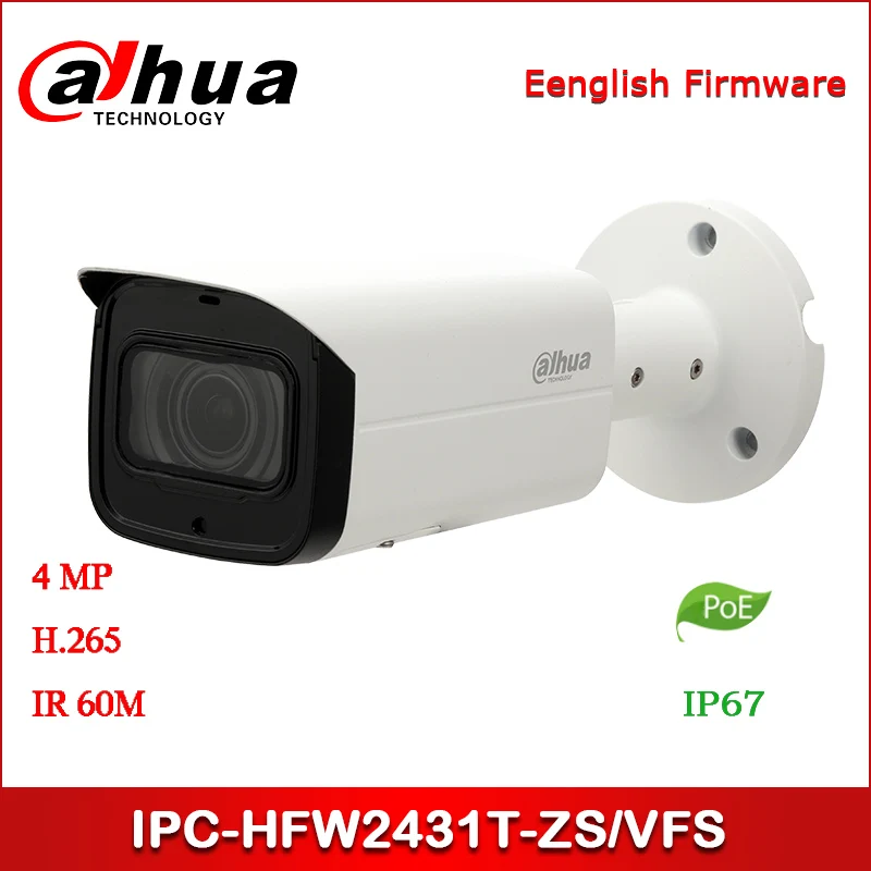 

Dahua IP Camera 4MP IPC-HFW2431T-ZS/VFS Security Camera WDR IR Bullet Network Camera with POE+