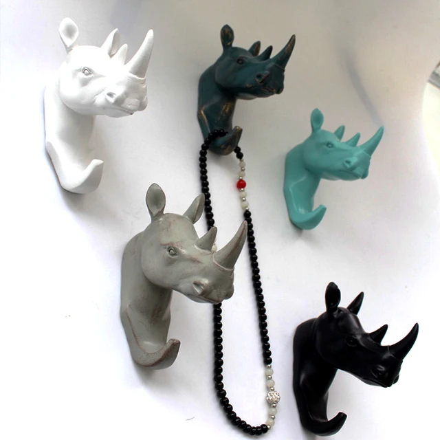Animal Style Rhino Head Resin Wall Hook Brief Modern Door Animal Style Rhino Head Resin Wall Hook Brief Modern Door Robe Coat Hat