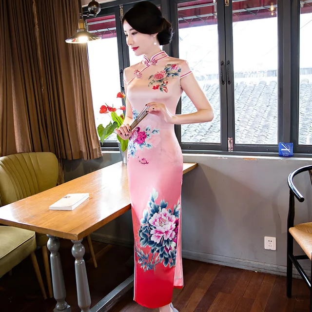 New Arrival Chinese Traditional Satin Women Slim Cheongsam Novelty