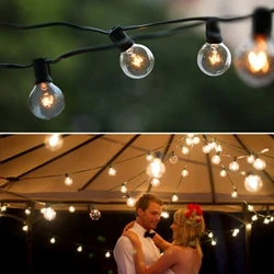 

25Ft G40 Bulb Globe String Lights With Clear Bulb Backyard Patio Lights Vintage Bulbs Outdoor Christmas Garland Wedding Decor
