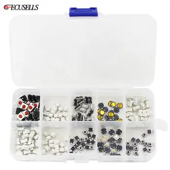 

200Pcs 10 Types Tactile Push Button Switch Micro Momentary Tact Assortment Kit for Car Remote Key Button Microswitch