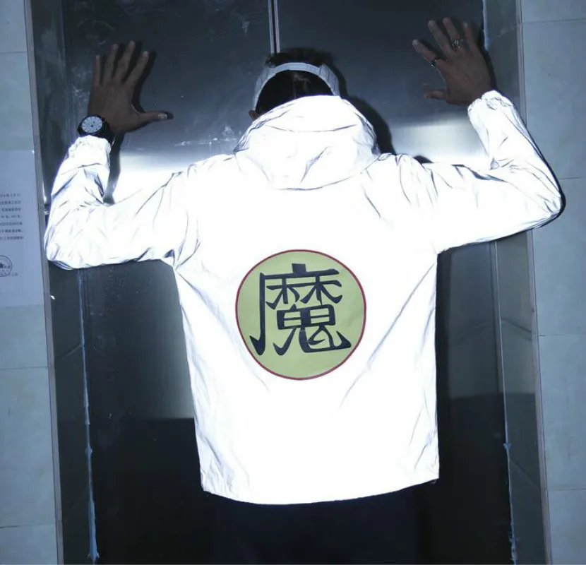 

2019 Spring autumn men waterproof women 3m all reflective jackets windbreaker hooded coats hooded fluorescent sportswear jacket