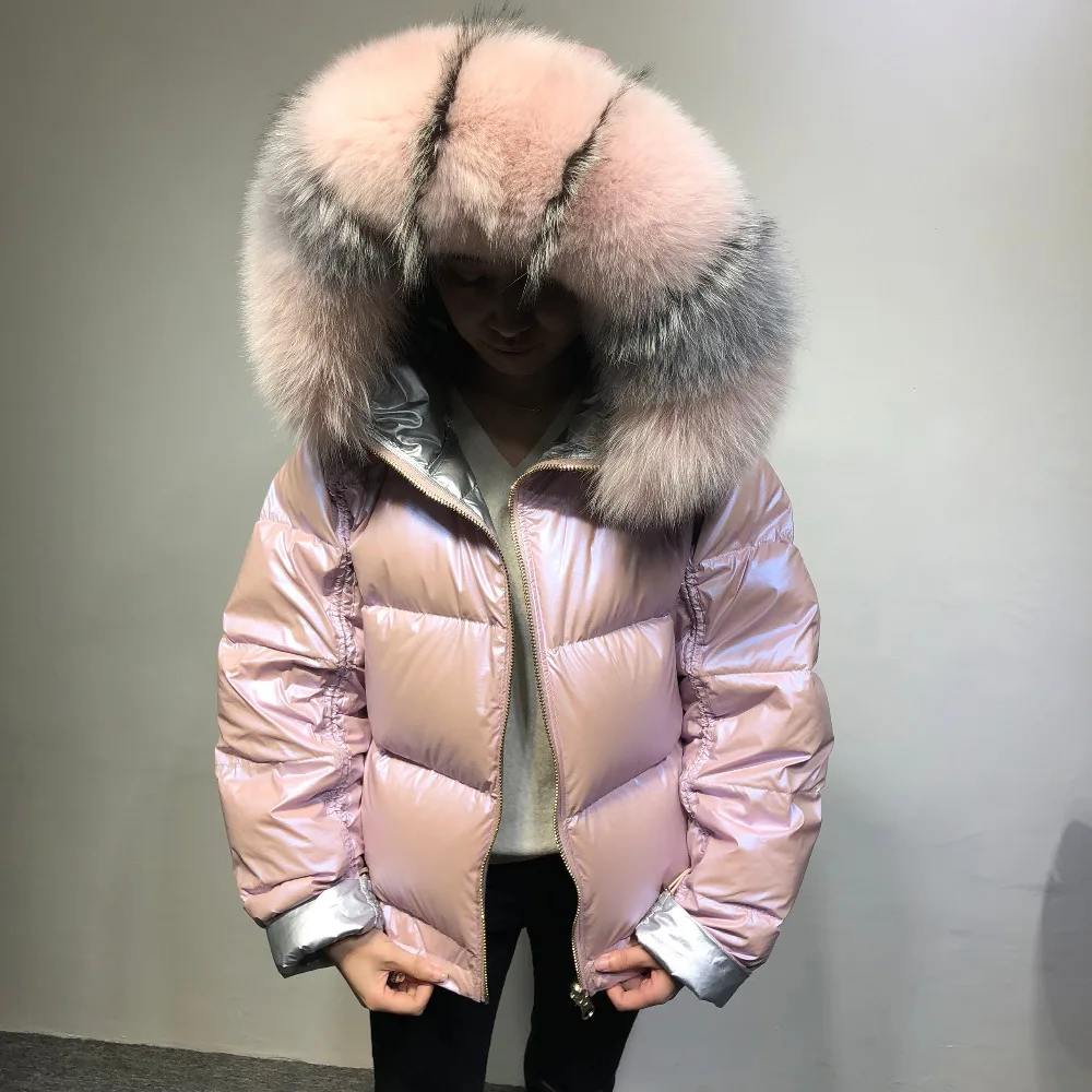 Goedkoop Grote Echte Natuurlijke Vos Bont 2019 Winter Jacket Vrouwen Down Parka Jassen Hooded White Duck Down Jas Dubbelzijdig Waterdichte jas