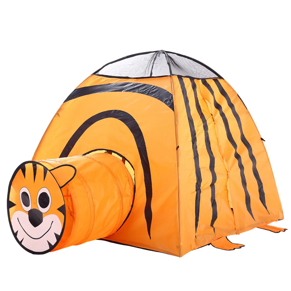 Детская одежда Детский вигвам игровой домик хлопок кровать-Тоннель шатер тигра складная кроватка палатка украшение в детскую комнату подарки на день рождения на открытом воздухе игрушечный домик