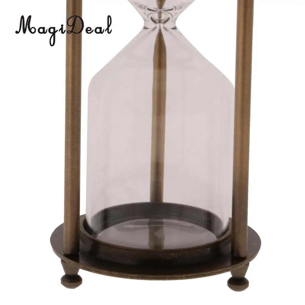 2 pieces Retro Metal Empty Hourglass Sandglass Sand Timer Home Office Table Decor - Gold & Bronze