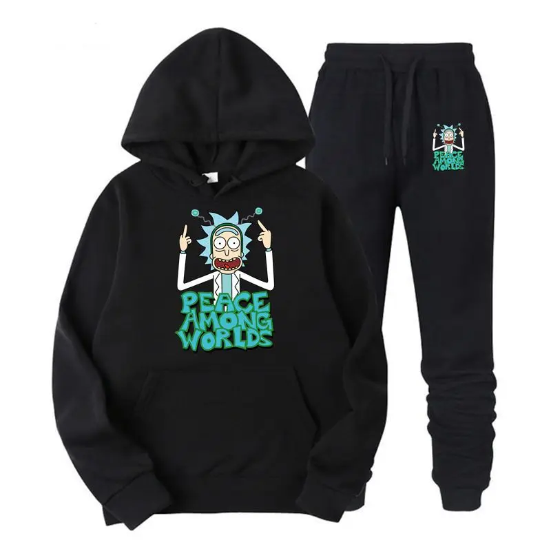 

2019 Autum New Design Rick and morty Mens Hoodies Cotton Print Hoodie Man Fashion Rick morty Casual Hoodie Sweatshirt+Sweatpants