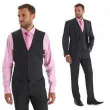 Hot Sale men suit High Quality Groom Wedding Suits lapel One Button Suit Formal Dress Dark Grey (jacket+pants+vest)