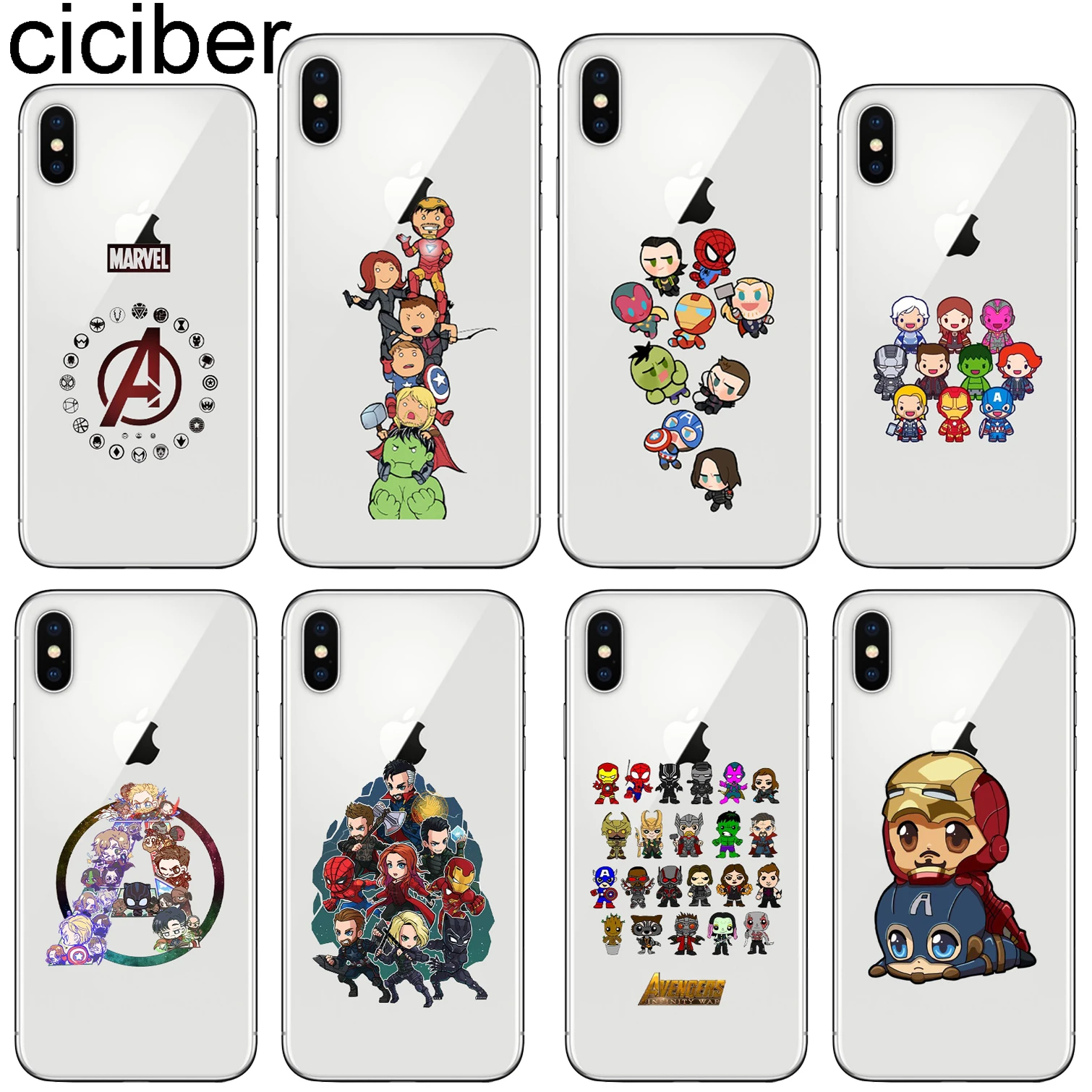 

ciciber Marvel Avengers Cover For Apple Iphone 7 8 6 6S Plus 5S SE 11 Pro Max Soft TPU Phone Case For Iphone X XR XS MAX Coque