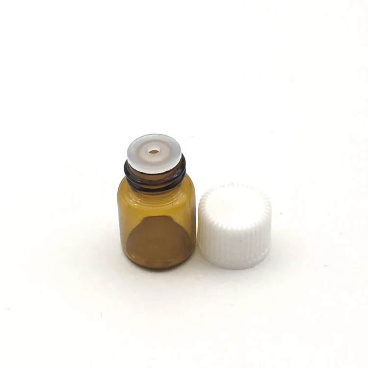 5 шт. 1 мл 2 мл 3 мл 5 мл мини Янтарная жидкая стеклянная бутылка с отверстием редуктора и крышкой маленькие флаконы для эфирных масел - Цвет: 2ml Amber With White