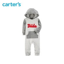 Sweet slogan Hooded Jumpsuit Cotton Kanga pocket Carter s baby clothing Boy Spring Fall 118H963