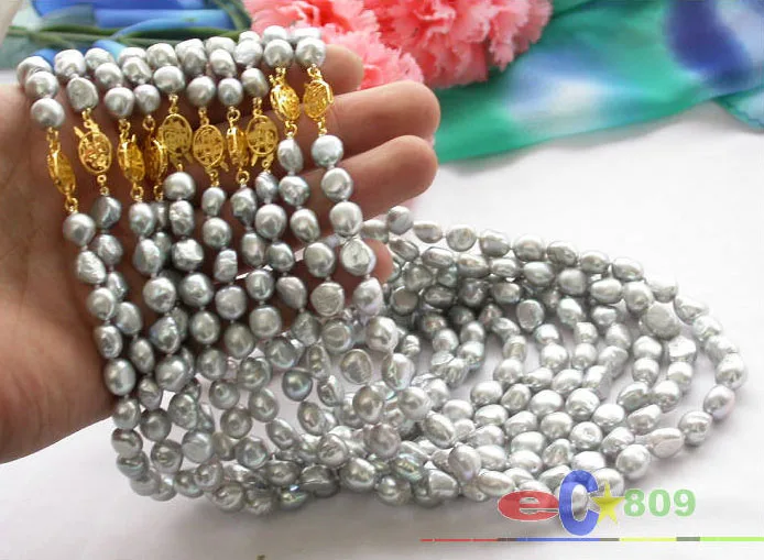 

Hot selling free shipping******* Wholesale 10PCS 17" 11mm gray baroque freshwater pearl necklace