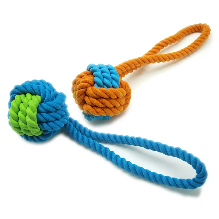 Pet Dogs Chew Toys High Quality Rubber Clean Teeth Cotton Rope Ball for