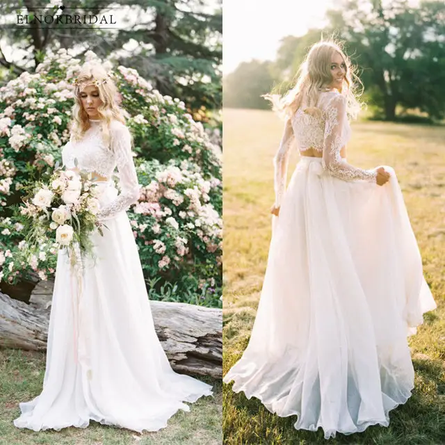 Boho Lace Wedding Dresses 2018 Casamento Country Style Designer