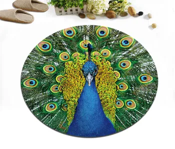 

The Peacock Spreads Its Tail Indoor Children's Room Velboa Floor Cushion Kitchen Area Rugs Bathroom Carpets Non-Slip Door Mat