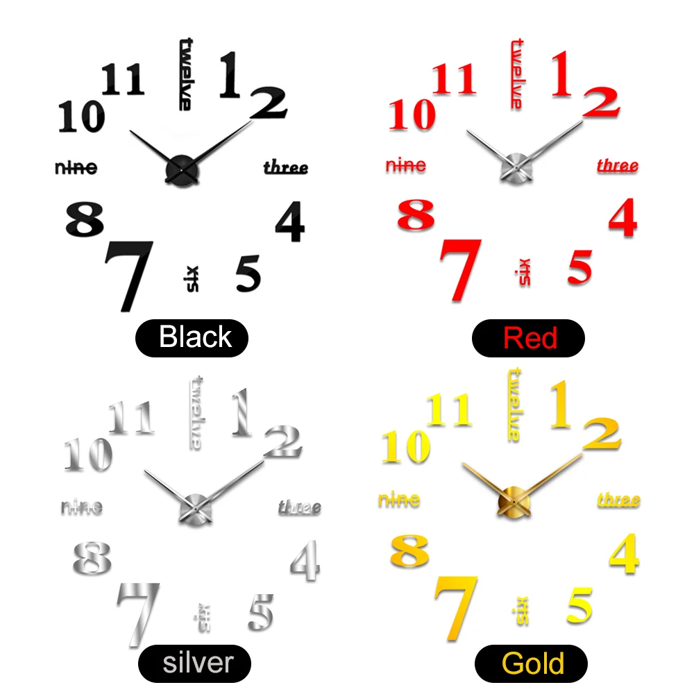 Настенные наклейки s зеркальные настенные часы 3D зеркальные съемные настенные часы наклейки акриловые часы Diy креативные