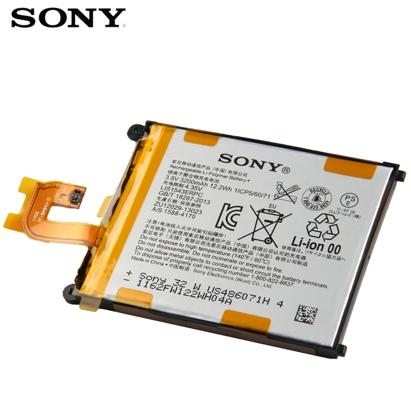 Оригинальная сменная батарея sony LIS1543ERPC для sony Xperia Z2 SO-03 D6502 D6503 L50w Sirius, настоящая батарея для телефона 3200 мАч