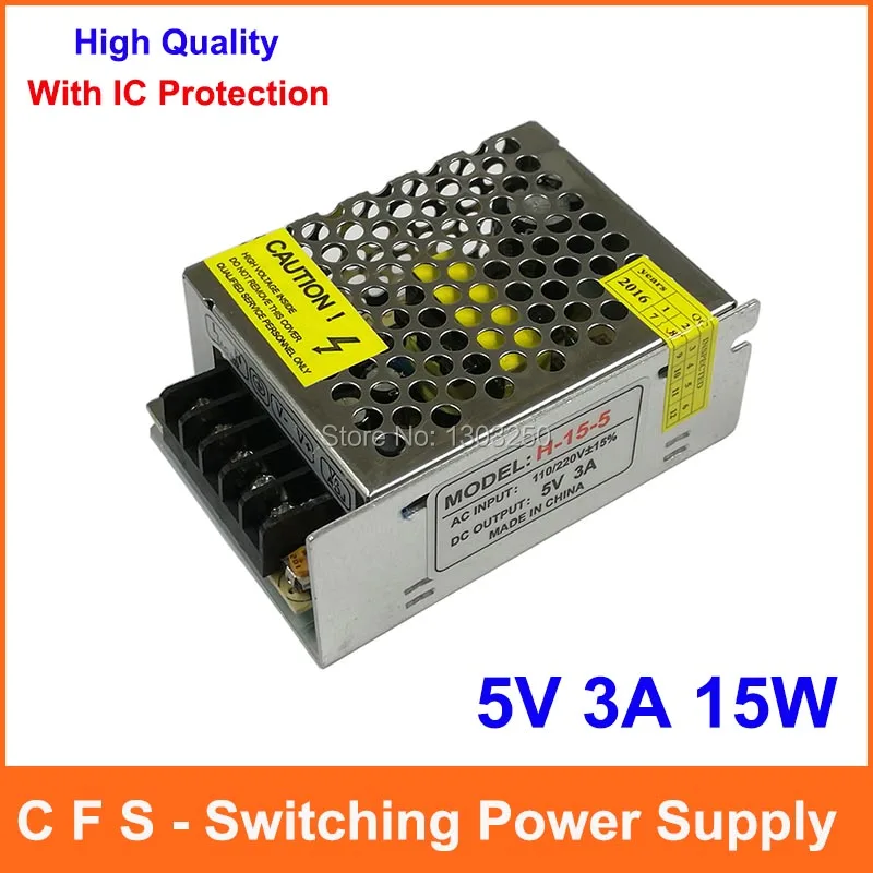 

AC 110V 220V to DC 5V 3A 15W Switching Power Supply LED Driver for LED Strip light AC to DC 5V3A