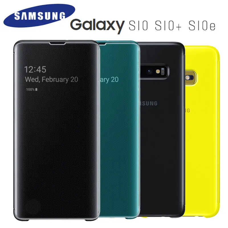 

SAMSUNG S10 Case Official Original S-View Full Flip Cover Samsung Galaxy S10 Plus S10e Cover Smart View Mirror Clear Pone Case