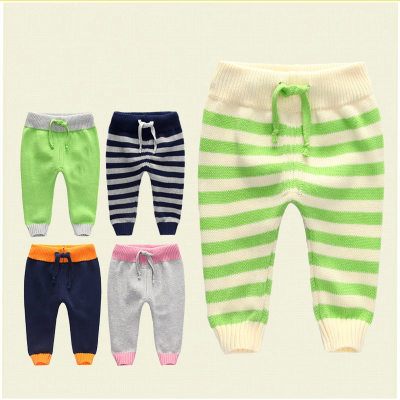 New spring autumn warm newborn baby pants drawstring patchwork cotton