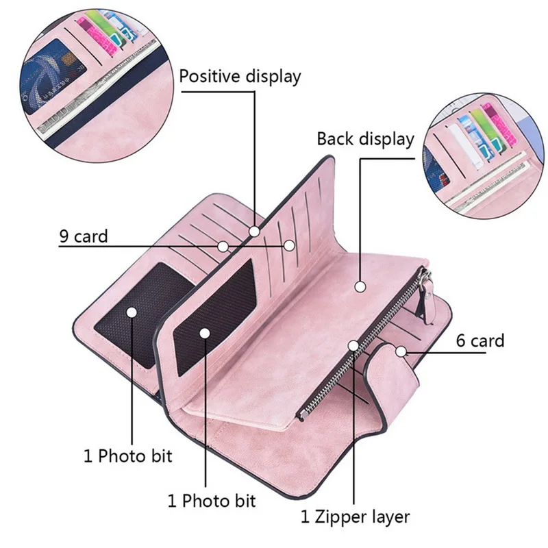 Женский кошелек с несколькими отделениями для карт, женский модный кошелек, три сложения, Длинный кошелек с отделением для карт
