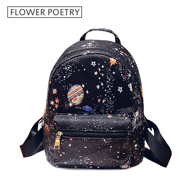

Fashion Star Universe Space Printing Backpack Black School Bags For Teenage Girls Small Backpack Women Leather Mochila Escolar