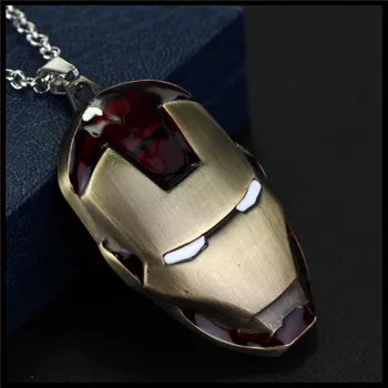 

Free shipping 10pcs/lot Marvel Comics The Avengers Superhero Super Hero Iron Man Head Mask Pendant Necklace 2 colors in stock