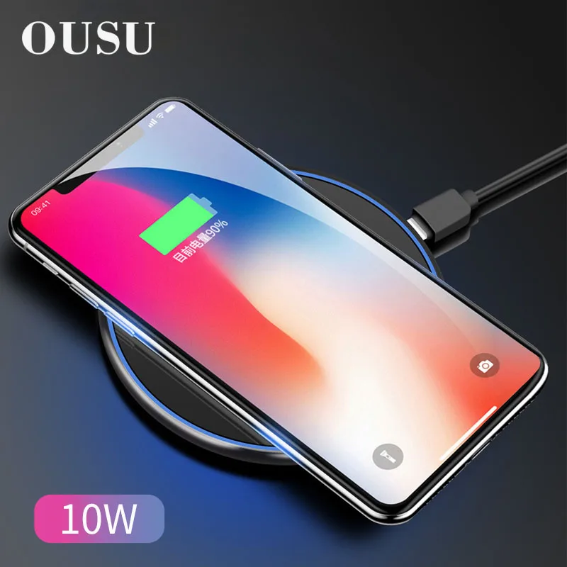 

OUSU 10W QI Wireless Charger For iphone x xs max xr 8 Fast Charging Station For samsung S8 S9 plus Note 8 9 chargeur Induction