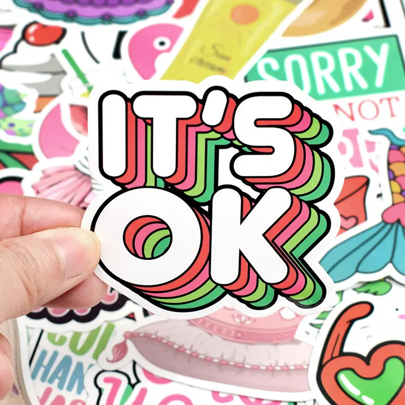50Pcs Girls Kawaii Pink Anime Sticker DIY Stickers for Moto Car Suitcase Cute Vinyl Vsco Laptop Stickers Cartoon Sticker