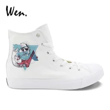 Вэнь дизайн хипстер рок-н-ролл персонаж высокие туфли белые повседневные унисекс кроссовки парусиновая Мужская обувь для взрослых удобная обувь