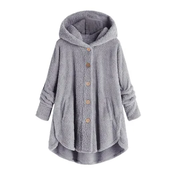 

winter jackets 2020 new fashion clothing Europe buttons fluffy outwear irregular popular logo solid-colored women's coat GC002