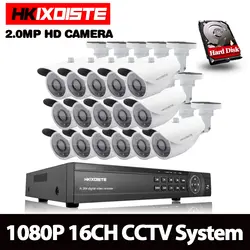 16CH 1080 P 720 P 960 H DVR рекордер открытый камеры системы безопасности Kit 16 шт. 2.0MP ИК непогоды CCTV камеры 16-канальный DVR комплект