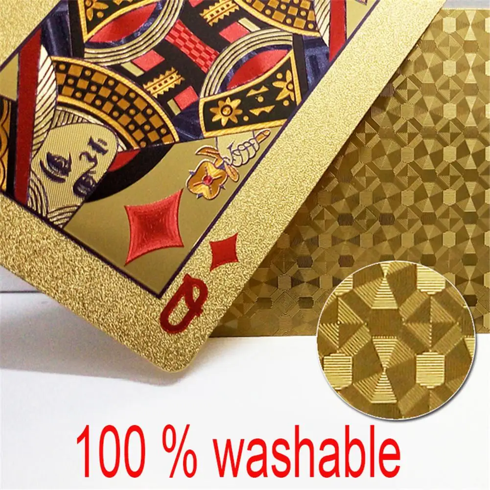 

Entertain Golden Playing Cards Deck Of Gold Foil Pokers Set Magic Cards 24K Gold Waterproof Poker Playing Cards for Family Game