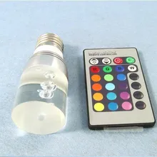 1 шт./лот AC85-265V 3 Вт E27 светодиодный RGB цилиндрическая хрустальная лампа 16 цветов освещение+ ИК пульт дистанционного управления хорошие продажи