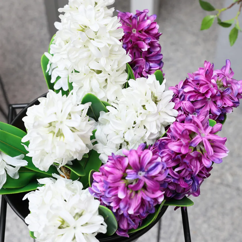 Artificial Flower Hyacinth With Bulbs Silk Flower for Wedding Garden Home Table Decoration DIY Bonsai Fake Flower