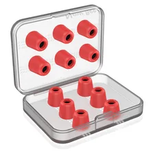 New Bee 6 Pairs Replacement Earphone Tips Noise Isolation Red Memory Foam Headset Pads Earpiece Earbuds
